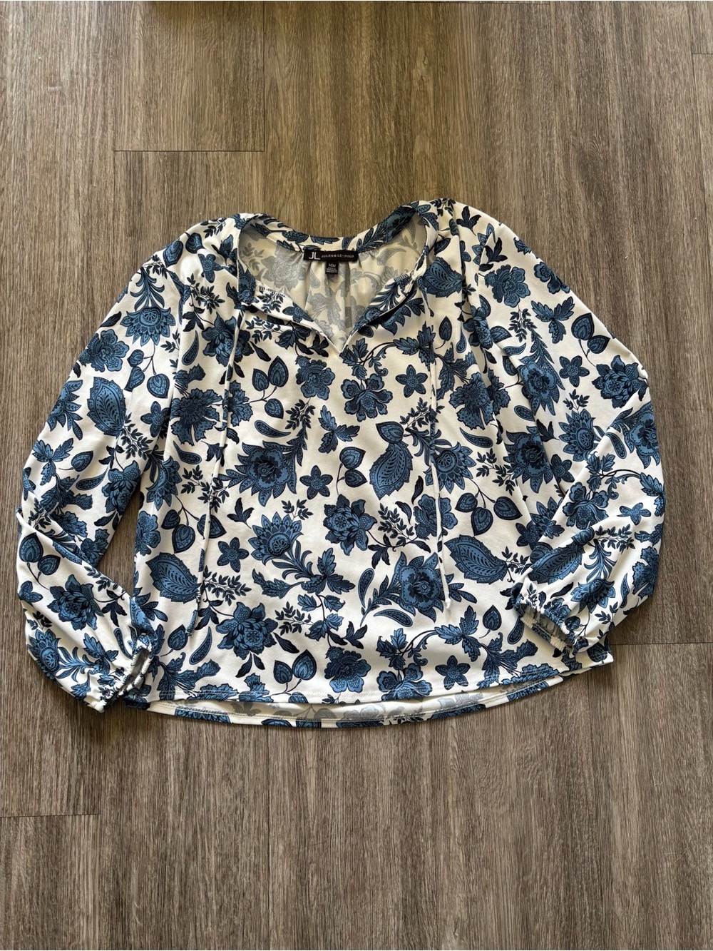 Jules & Leopold White Blouse with Blue Floral Print